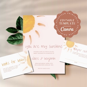 Modelo moderno de convite para chá de bebê misto, cartão neutro misto para chá de bebê, modelo de convite para chá de bebê para menino imprimível, convite simples