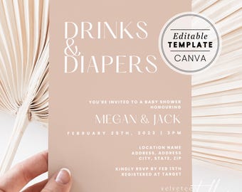 Gender Neutral co-ed Baby Shower Invite Template, Baby-q co-ed Shower Card, | PRINTABLE EDITABLE TEMPLATE #168