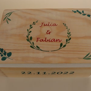 Wooden box, handpainted, personalized, 20 x 30 cm - Wedding, Gift, Birth, Baby, Christening Gift, Birthday Gift, Children&#39;s Room
