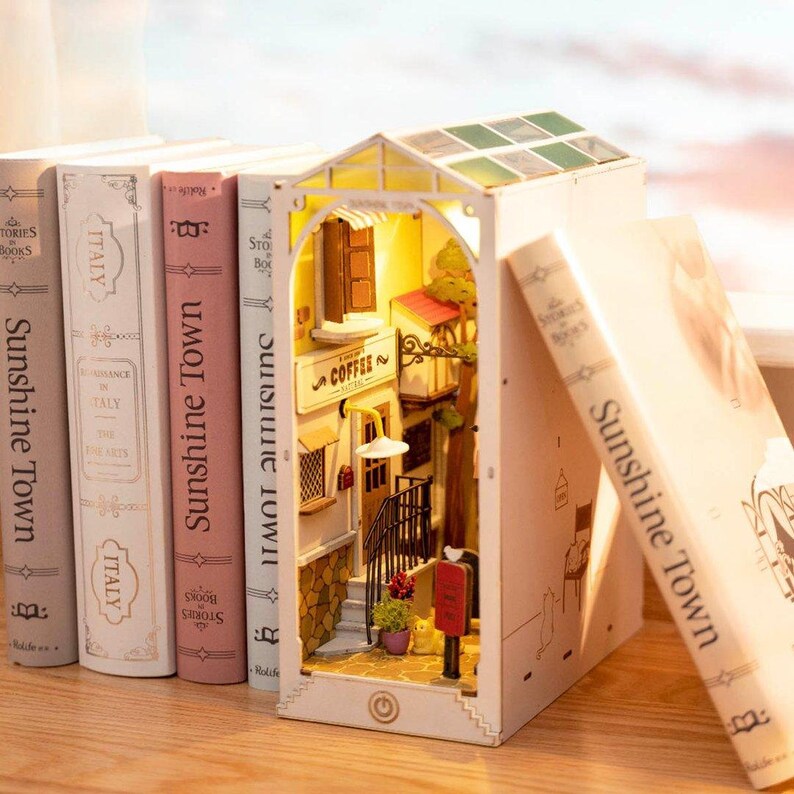 Sunshine Town Miniature Book Nook Shelf Insert Anavrin Etsy
