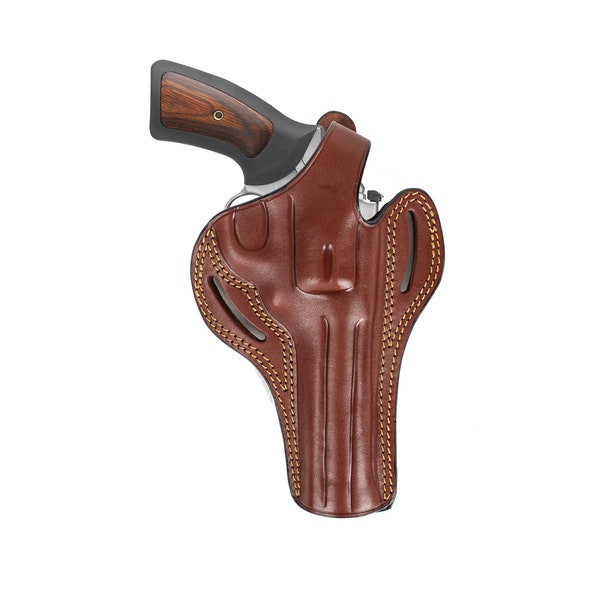 Ruger GP100 Revolver 6 inch 357 Magnum OWB Handmade Leather Gun Holster