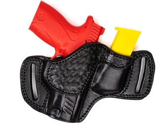 For Smith Wesson Bodyguard 2.0 380 Auto OWB Full Grain Leather Holster with Mag Pouch
