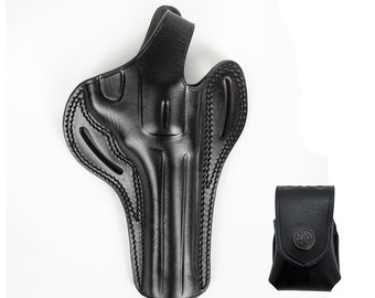 Leather OWB Holster with Speedloader – Colt Python/King Cobra 6 inch