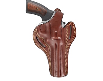 Handmade Leather Revolver Holster: Colt King Cobra, Python 38 Special, 6 inch OWB