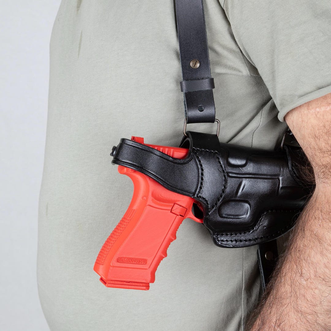 thumbnail image 2 of Pro Carry Leather Shoulder Gun Holster - Fits Ruger P85, P89, P90, P91 - Ambidextrous (LH/RH), Made In USA 2 of 6