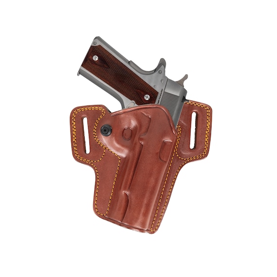 US WW2 Style Leather Belt Holster For Colt 1911 Government - Dark Brown, Made In India - View #4
