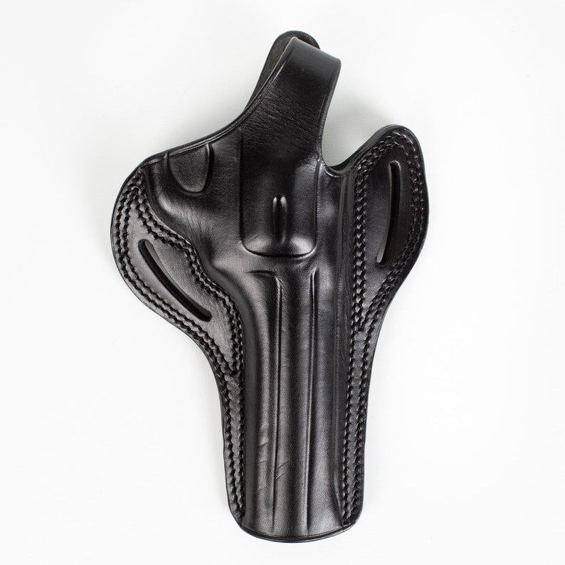 Ruger GP100 Revolver 6 inch 357 Magnum OWB Handmade Leather Gun Holster immagine 7