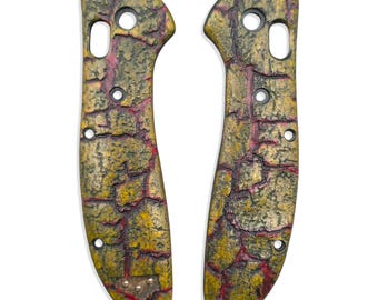 Textured V1 Yellow Red Dark - Benchmade Griptilian Custom CU551, G10 550-1, G10 551-1 Knife Scales