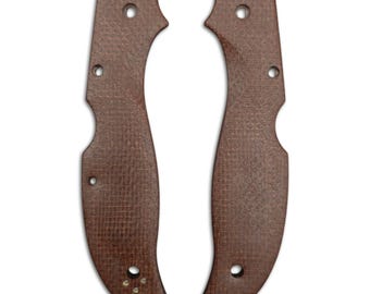 Spyderco Stretch 2 XL Micarta Brown Burlap handle scales - Traditional / hand-painted