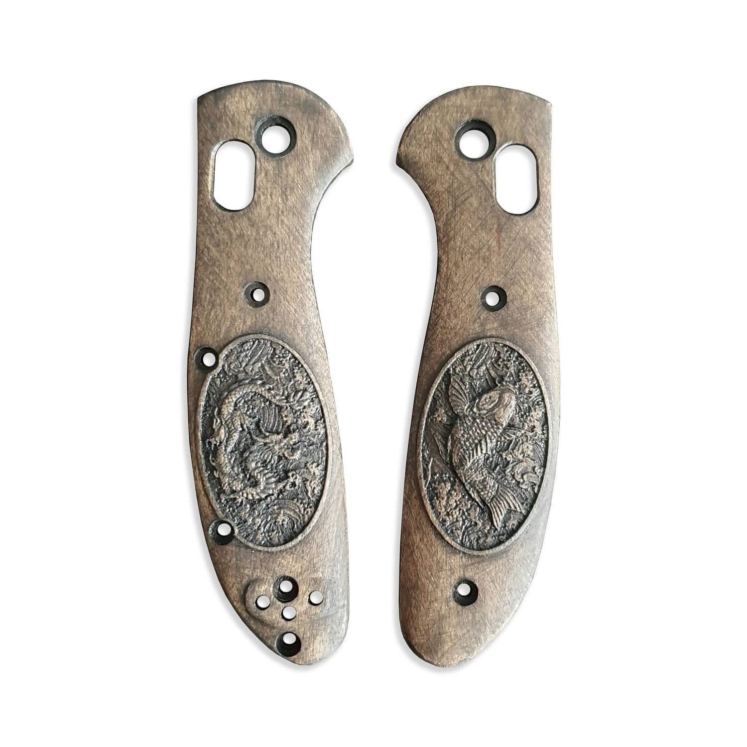 Japanese Koi And Dragon (3169) - Benchmade Mini Griptilian 555, 556 Knife Scales