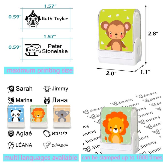 Name Stamp Custom Name Stamp for Clothing Kids Personalized Name Stamp  Clothing Stamp Waterproof 6 Sticker Patterm 20 Icons