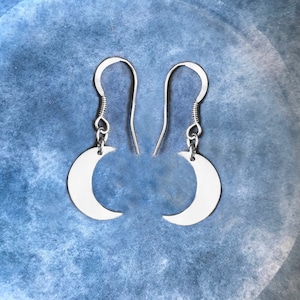 Sterling Silver Little Moon Earrings, crescent moon earrings, gift for her, celestial jewellery