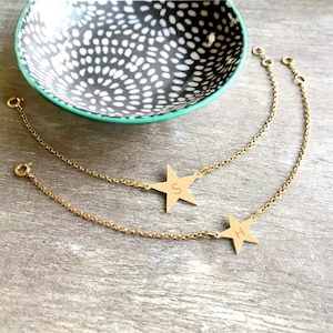 Gold Initial Star Bracelet, Mother&#39;s Day gift, star bracelet, anniversary gift, birthday gift, bridesmaid gift, personalised gift