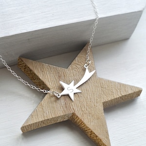 Collar personalizado de estrella fugaz de plata, regalo para ella, regalo personalizado, estrella fugaz, joyería celestial