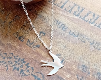 925 Argento Sterling Collana Pendente/Delfino / Vero Argento/45,0cm/9,7g