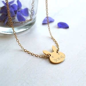 Personalised Gold Little Bunny Necklace, bunny lovers gift, birthday gift, Easter gift for bunny lovers, gold bunny rabbit necklace