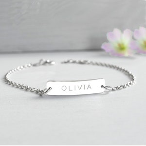 Personalised Sterling Silver Little Name Bar Bracelet, name bracelet, birthday gift, anniversary gift
