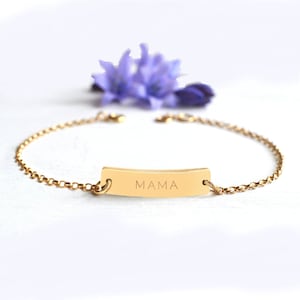 Personalised Gold MAMA Bar Bracelet, Mother's Day gift, birthday gift, gift for mum, bar bracelet