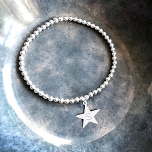 Personalised Sterling Silver Star Stretch Bead Bracelet, star bracelet, gift for her, personalised gift