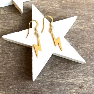 Gold Little Lightning Bolt Earrings, gift for her, lightning earrings, anniversary gift