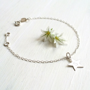 Personalised Sterling Silver Initial Star Bracelet, gift for mum, star bracelet, birthday gift, celestial jewellery