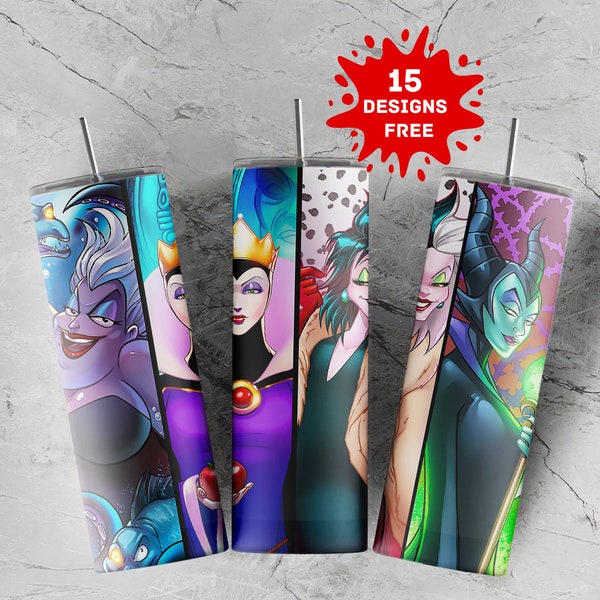 Villains Bad Girls 20 oz Tumbler,  Skinny Tumbler Sublimation Designs Downloads, Digital download, Tumbler Wrap PNG,  Digital Download