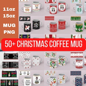 50+ Christmas Mug png Sublimation Designs for 11 oz 15oz Coffee mug wrap Bundle Digital Download, Grinch, Santa, Gnomes, LGBT christmas