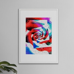 Geometric Wall Art &quot;Red Bloom Spiral&quot; Contemporary, Printable Art.