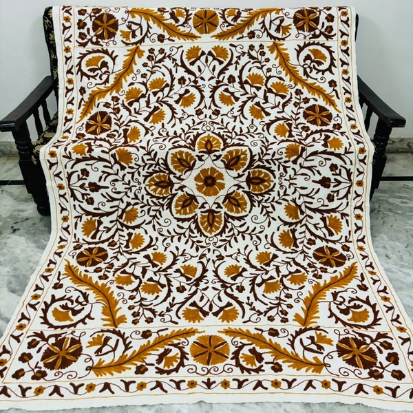 Handmade Suzani Embroidery / Suzani Wall Art/ Gift For Mommy/ Twin Size Bedcover/ Unique Antique Table Cover/ Boho Suzani Fabric/ Suzani Art