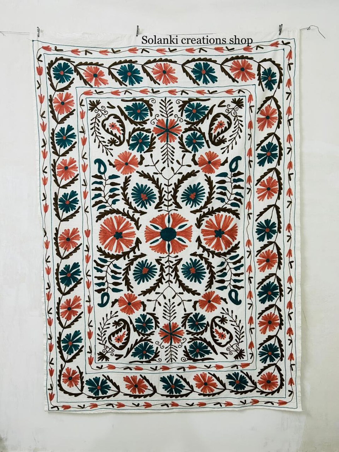 Suzani Embroidery Throw & Table Cover Suzani Wall Hanging Etsy