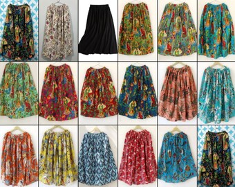 EXPRESS SHIP-Frida Khalo & Indiase katoen alle kleur rok/handgemaakte vrouw mode rok/elastische taille rok/formele slijtage rok/lange rok