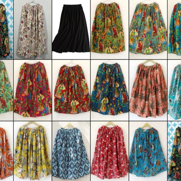 EXPRESS SHIP-Jupe Frida Khalo et toutes les couleurs en coton indien/Jupe mode femme faite main/Jupe taille élastique/Jupe pour tenue de soirée/Jupe longue