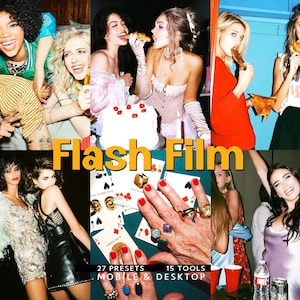 27 BLIXTFILM Lightroom-förinställningar, mobil och dator, kameraeffekt, direktljusfilter + 15 justerbara verktyg, förinställningar för filmlook, Kodak Light