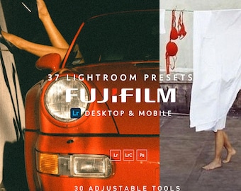 37 FUJIFILM Desktop Mobile Lightroom Presets | Fuji Film, Retro Analog, Vintage Grain, Polaroid, Instagram Blogger Filters, 90s Vibe, Kodak