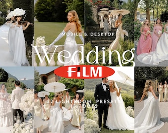 22 WEDDING FILM Lightroom Presets, 15 Tools, Gold Luxury Presets, Brown Presets, Warm Filter, Muted Tones Filters for Love Story Photography