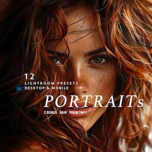 12 PORTRAIT Desktop Mobile Lightroom Presets | Perfect Skin, Glow Presets, Studio Presets, Mobile Presets, Instagram filter, Beauty Presets