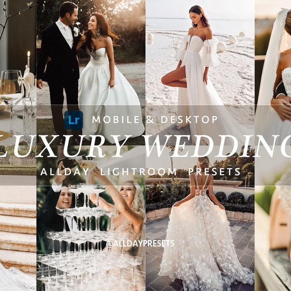 12 LUXURY WEDDING Mobile & Desktop Lightroom Presets, Professional Preset for WEDDING Photography | Moody, Cream Boho Couple Wedding Presets