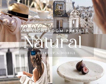 14 preset Lightroom NATURALI: filtri per dispositivi mobili e desktop (DNG, XMP), luminoso e leggero, arioso, Blogger