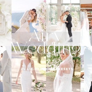 25 LUFTIGA BRÖLLOP Lightroom-förinställningar, mobil och dator, ljusa luftiga förinställningar för bröllop, förlovning, vardagsfotografering, rena naturliga filter