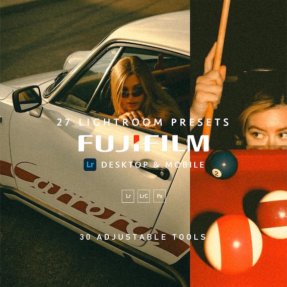 27 FUJIFILM Desktop Mobile Lightroom Presets | Fuji Film, Retro Analog, Vintage Grain, Polaroid, Instagram Blogger Filters, 90s Vibe, Kodak