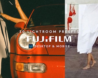30 FUJIFILM Desktop Mobile Lightroom Presets | Fuji Film, Retro Analog, Vintage Grain, Polaroid, Instagram Blogger Filters, 90s Vibe, Kodak