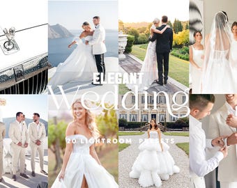 20 ELEGANCKICH ŚLUBNYCH presetów Lightroom, presety mobilne, lekkie i zwiewne, jasne i eleganckie presety ślubne, presety dla par, filtr ślubny