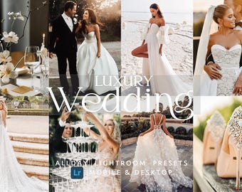 12 LUXURY WEDDING Mobile & Desktop Lightroom Presets, Professional Preset for WEDDING Photography | Moody, Cream Boho Couple Wedding Presets
