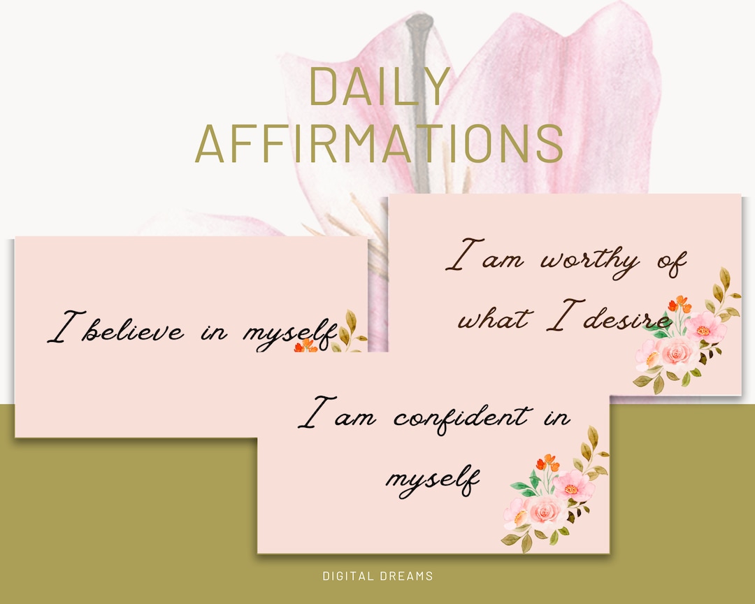 75 Printable Affirmation Cards With Flowers,