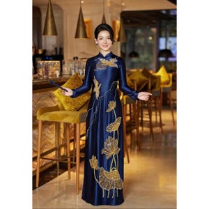 Pre-make Vietnamese Traditional Ao Dai, mother&#39;s ao dai, ao dai ba sui dress with pant for mother&#39;s ao dai weding party ao dai dinh ket
