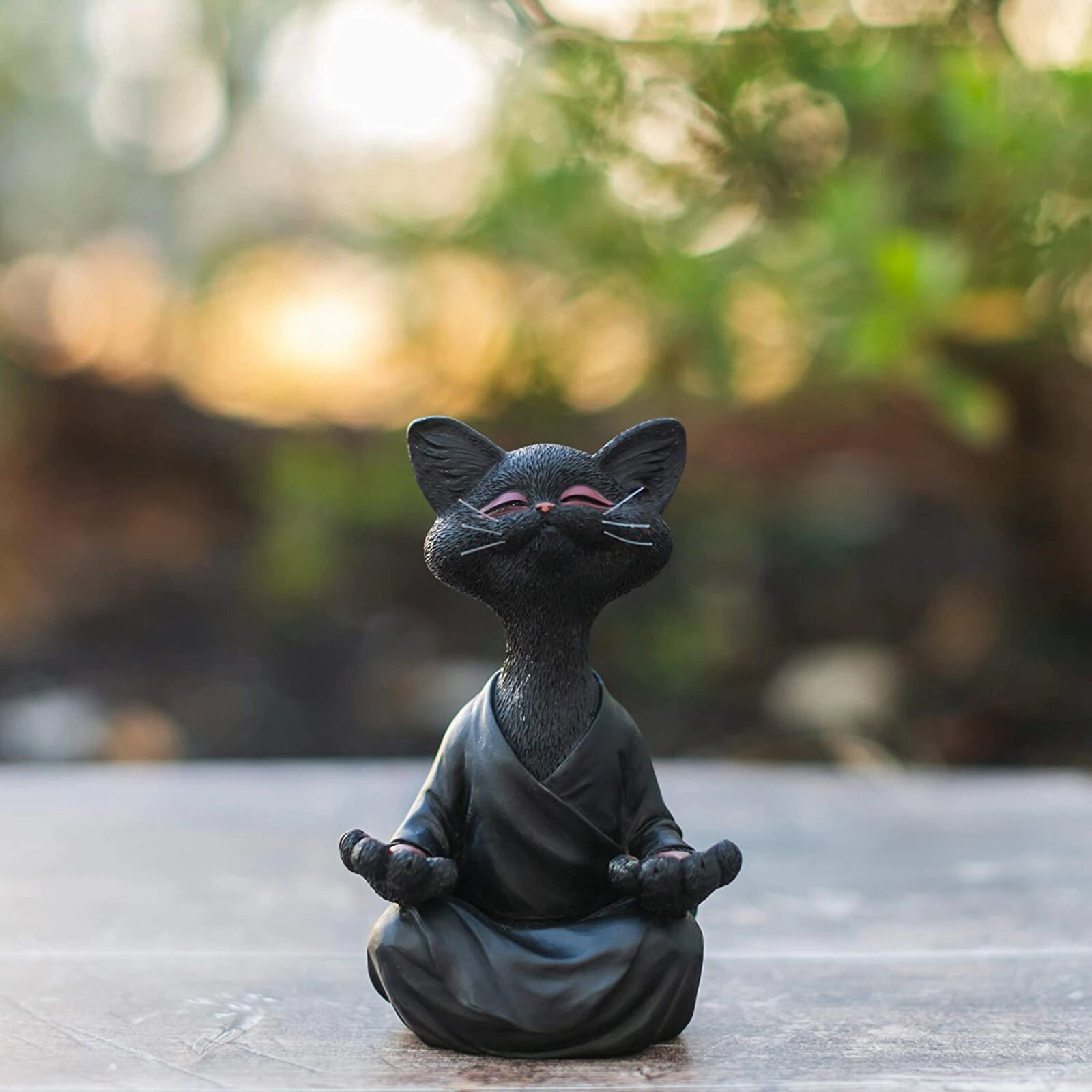 Buddha Cat Statue Figurine Meditation Yoga Cute Home Decor Etsy