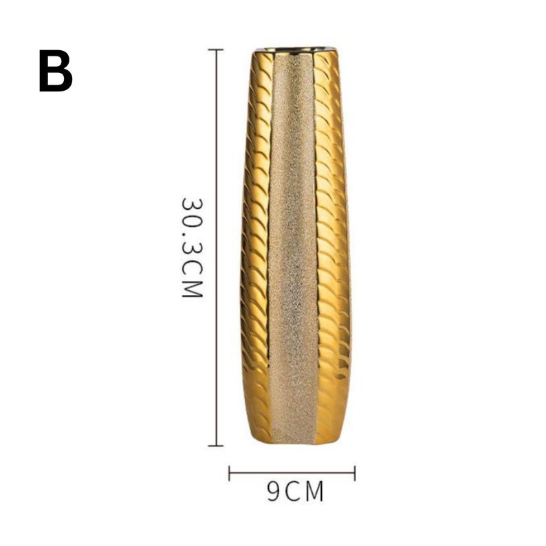 Elegant Golden Ceramic Vase - Modern Floral Decor