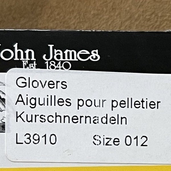 John James Glovers Leather Needle, Size 4, Size 8, Size 10, Size 12, Leather Needle 5 per package