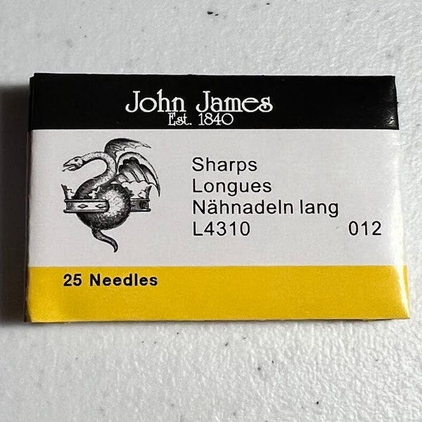 John James Needles- English Sharps - Size 12 (25 Needles per package)