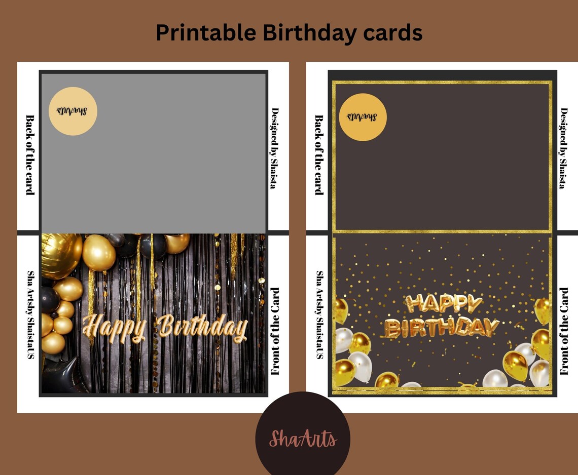 4 Printable Happy Birth Day Cards Instant Downloads7x5 Birth - Etsy